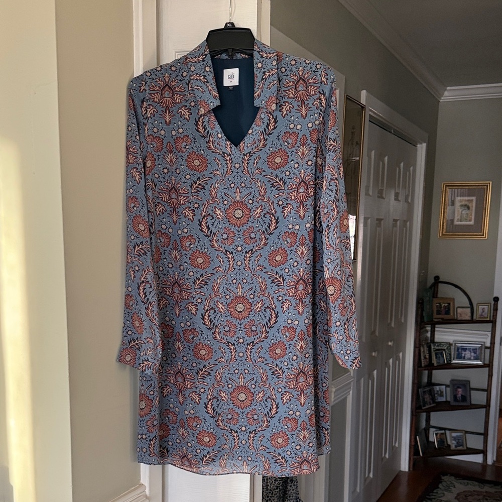 CAbi Floral Patterned Long Sleeve Dress Sz. M